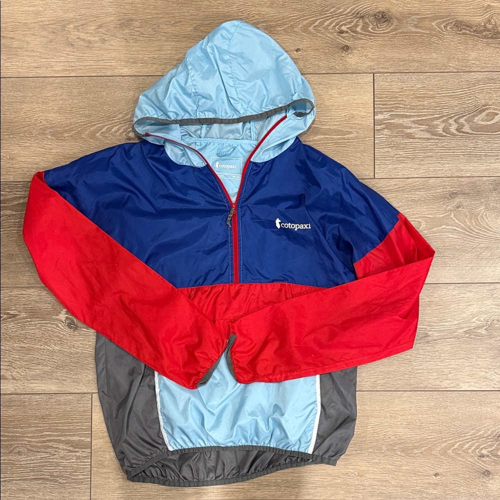 Cotopaxi Men’s Multicolor Raincoat - Red, Blue, Gray